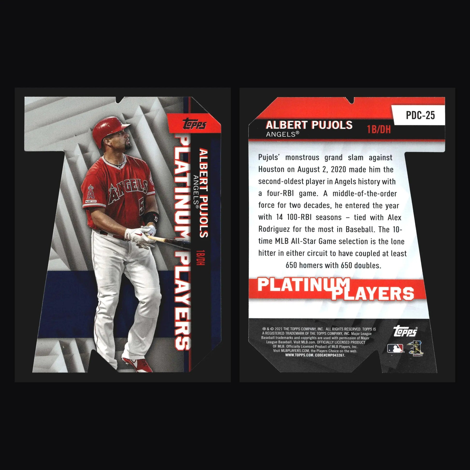 2021 Topps Platinum Players Die-Cut #PDC-25 Albert Pujols Angels - Baseball Card Single