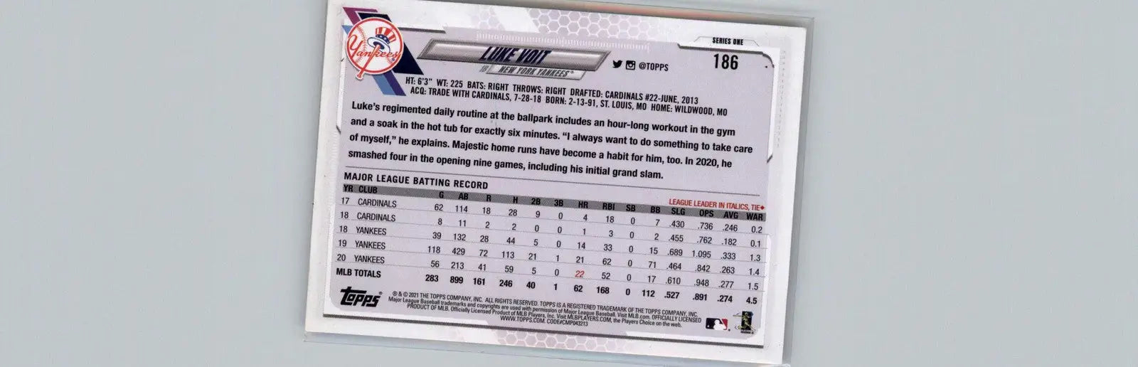 2021 Topps (Series One) #186 Luke Voit - Baseball Card Single