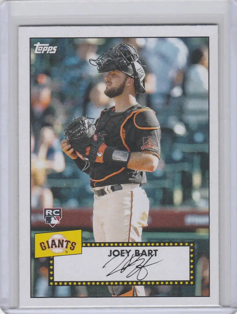 Baseball card of Joey Bart in San Francisco Giants uniform, T52-49 Joey Bart