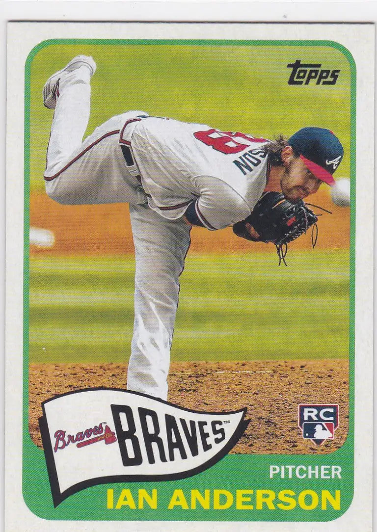 Ian Anderson RC baseball card from 2021 Topps featuring Atlanta Braves player