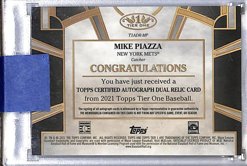 2021 Topps Tier One Dual #T1ADR-MP Mike Piazza NM-MT MEM Auto 12/25 New York Mets - Baseball Card Single