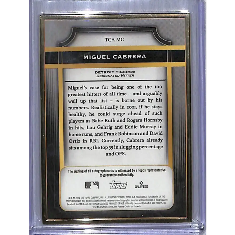 2021 Topps Transcendent Emerald #TCAMC Miguel Cabrera Auto 3/15 Detroit Tigers Baseball Card - Baseball Card Single