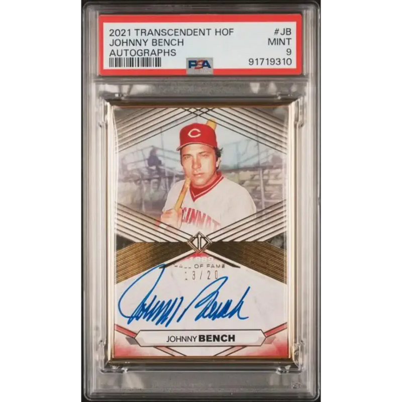 2021 Topps Transcendent MLB Hall of Fame #THOF-JB Johnny Bench PSA 9 MINT Auto 13/20 Cincinnati Reds Baseball Card