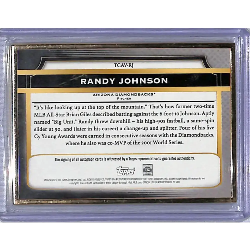 2021 Topps Transcendent #TCAVRJ Randy Johnson EX Excellent Auto 3/15 Arizona Diamondbacks Baseball Card - Baseball Card