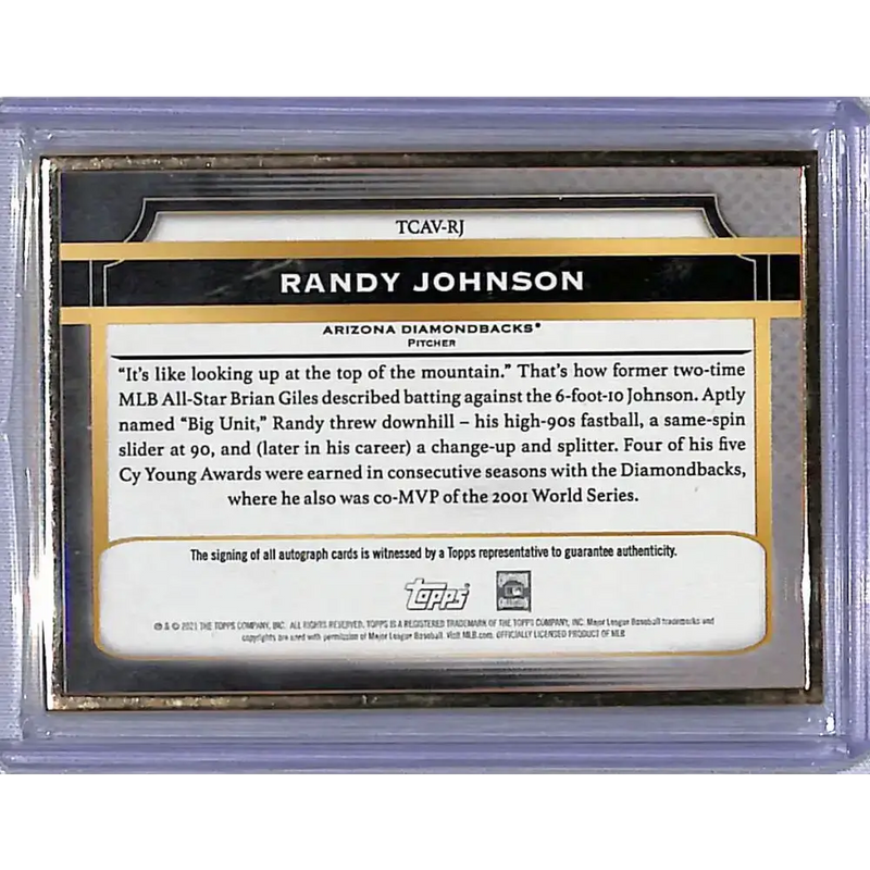 2021 Topps Transcendent #TCAVRJ Randy Johnson EX Excellent Auto 3/15 Arizona Diamondbacks Baseball Card - Baseball Card