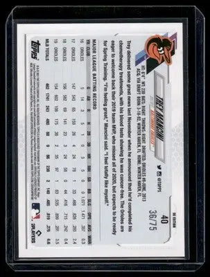 2021 Topps Trey Mancini #40 UK 36/75 Baseball - Baseball Card Single