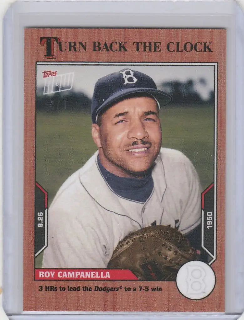 Baseball card of Roy Campanella in Dodgers uniform from Topps Turn Back the Clock Cherry Parallel