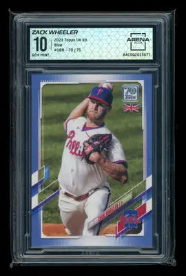 2021 Topps UK Edition Blue Zack Wheeler #188 70/75 Baseball Arena Club 10 - Baseball Card Single