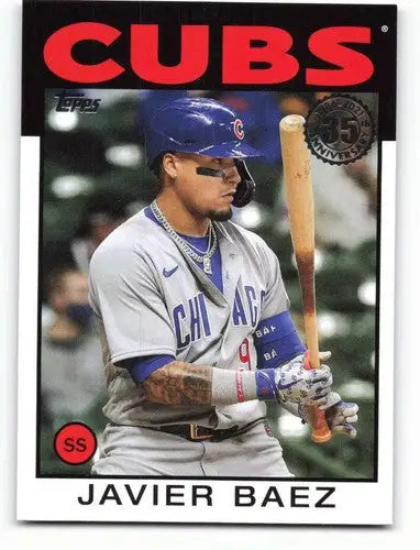 Javier Baez baseball card from 2021 Topps Update 1986 Topps 35th Anniversary series