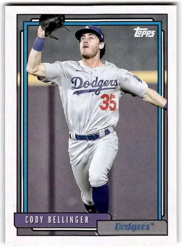 Cody Bellinger baseball card from 2021 Topps Update 1992 Topps Redux with original gloss