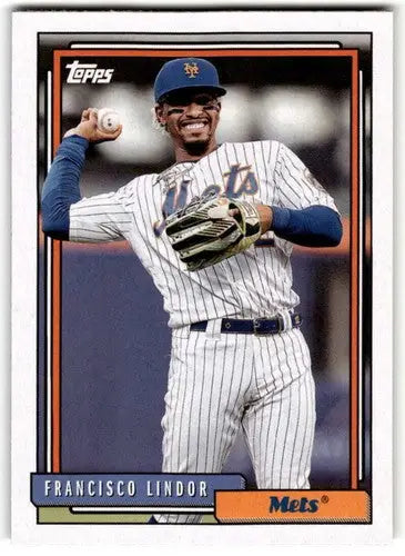 Francisco Lindor baseball card from 2021 Topps Update 1992 Topps Redux series