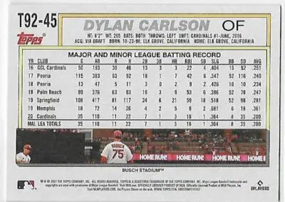 2021 Topps Update 1992 Topps Redux #T92-45 Dylan Carlson NM-MT Cardinals - Baseball Card Single