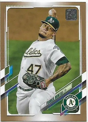 Frankie Montas baseball card from 2021 Topps Update Gold series with original gloss