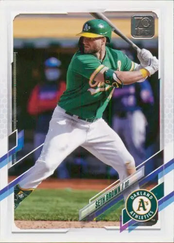 Baseball trading card of Seth Brown with original gloss from 2021 Topps Update US120