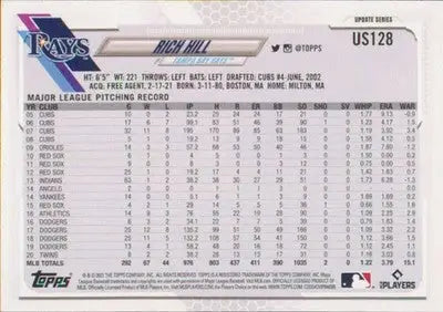 2021 Topps Update #US128 Rich Hill NM-MT Rays - Baseball Card Single