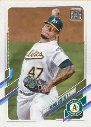 Baseball card of Frankie Montas from 2021 Topps Update showcasing original gloss sports cards