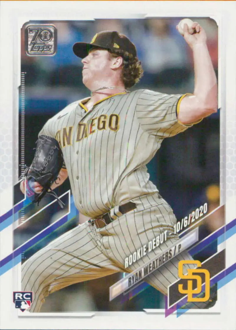 2021 Topps Update #US178 Ryan Weathers NM-MT Padres Rookie Debut - Baseball Card Single