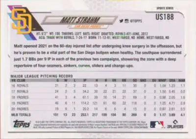 2021 Topps Update #US188 Matt Strahm NM-MT Padres - Baseball Card Single