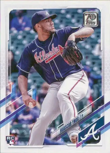 Baseball card from 2021 Topps Update featuring Huascar Ynoa rookie Braves sports cards