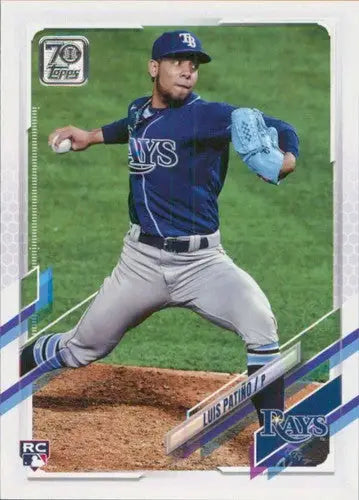 Luis Patiño baseball card from 2021 Topps Update US211, a rookie Rays card with original gloss