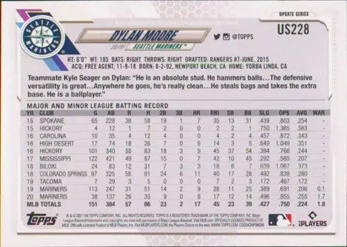 2021 Topps Update #US228 Dylan Moore NM-MT Mariners - Baseball Card Single