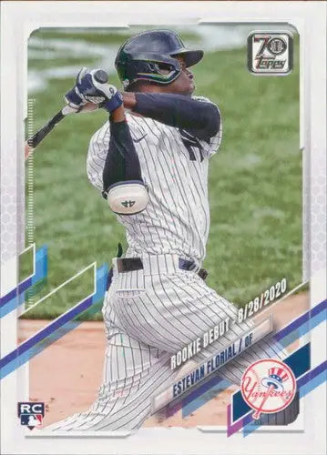 Estevan Florial baseball card from 2021 Topps Update with original gloss and Yankees debut