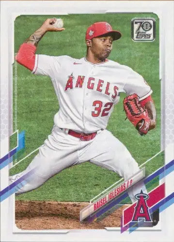 Baseball card of Raisel Iglesias from 2021 Topps Update with original gloss, sports cards