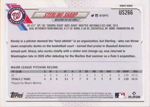 Sterling Sharp baseball card from 2021 Topps Update with original gloss, popular rookie card