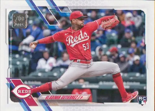 Vladimir Gutierrez baseball card from 2021 Topps Update featuring NM-MT RC rookie Reds