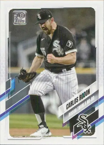 2021 Topps Update Carlos Rodon baseball card with original gloss and White Sox highlight