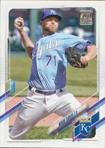 Baseball card of Wade Davis from 2021 Topps Update with original gloss and Simply Sandoval style
