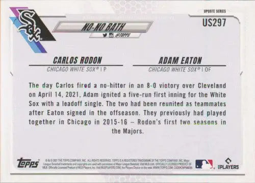 2021 Topps Update #US297 Adam Eaton/Carlos Rodon NM-MT White Sox - Baseball Card Single
