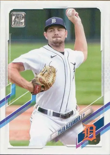 Original gloss Tyler Alexander baseball card from 2021 Topps Update US299 Tigers