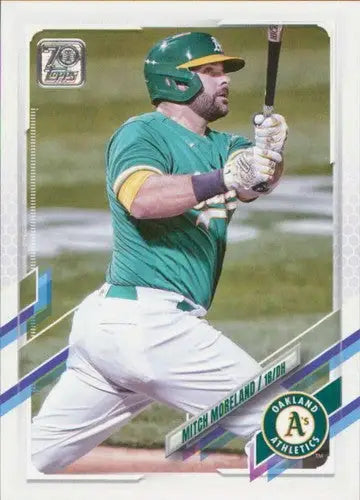 2021 Topps Update Mitch Moreland baseball card with original gloss sports cards display
