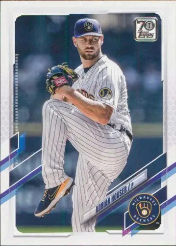 2021 Topps Update Adrian Houser baseball card with original gloss featuring Brewers