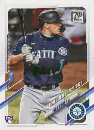 Evan White rookie baseball card 2021 Topps Update with original gloss Mariners debut