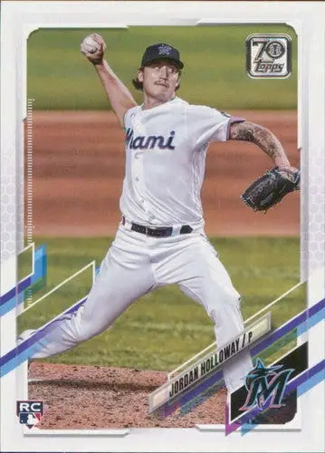 2021 Topps Update Jordan Holloway baseball card featuring original gloss and rookie Marlins
