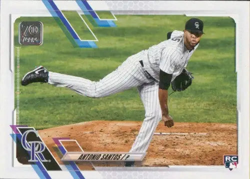 Antonio Santos baseball card from 2021 Topps Update US85 Rockies rookie series