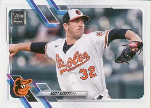 Original gloss Matt Harvey baseball card from 2021 Topps Update #US87 Orioles