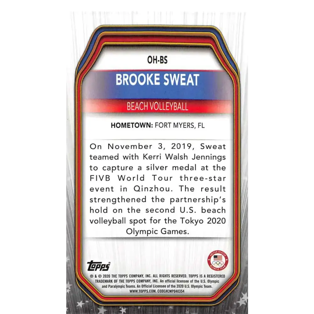 2021 Topps US Olympics Heroes #OH-BS Brooke Sweat NM-MT Beach Volleyball Card - Sports Memorabilia