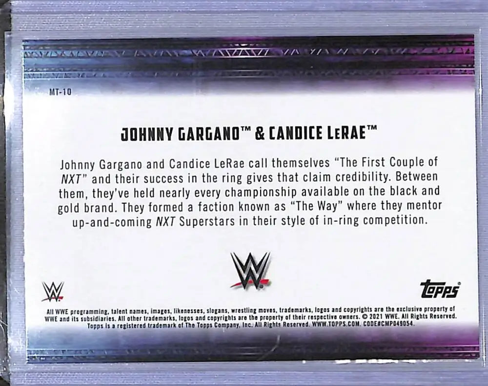 2021 Topps WWE Coolest Mixed Tag Teams #MT-10 Johnny Gargano & Candice LeRae NM-MT