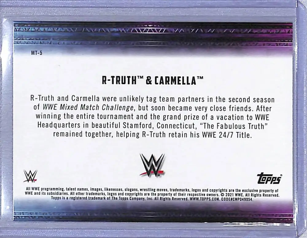 2021 Topps WWE Coolest Mixed Tag Teams #MT-5 R-Truth & Carmella NM-MT