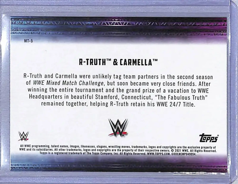 2021 Topps WWE Coolest Mixed Tag Teams #MT-5 R-Truth & Carmella NM-MT
