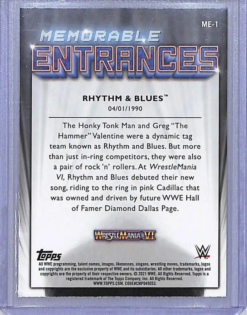 2021 Topps WWE Memorable Entrances #ME-1 Rhythm & Blues NM-MT