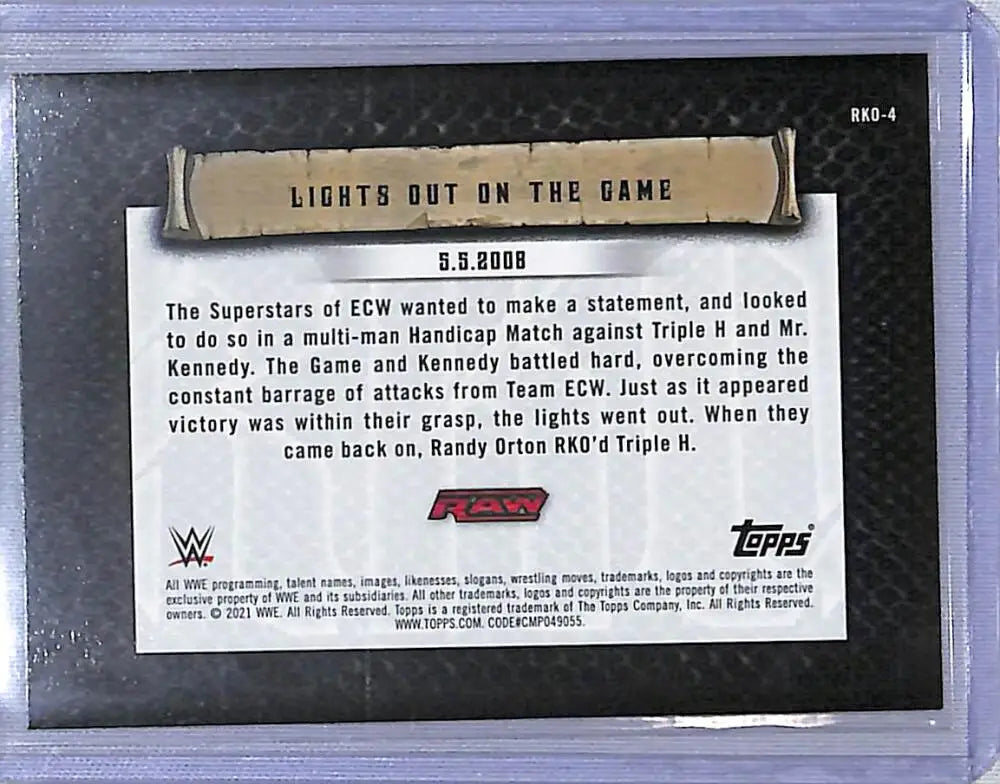 2021 Topps WWE RKO #RKO-4 Lights Out On The Game NM-MT