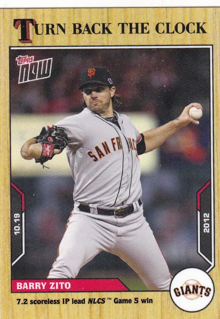 Baseball card of Barry Zito pitching for the San Francisco Giants 2021 TURN BACK THE CLOCK