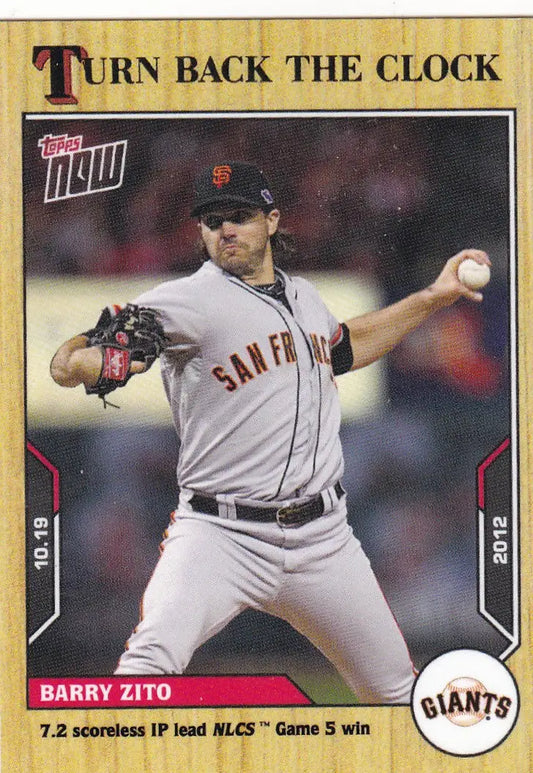 Baseball card of Barry Zito pitching for the San Francisco Giants 2021 TURN BACK THE CLOCK