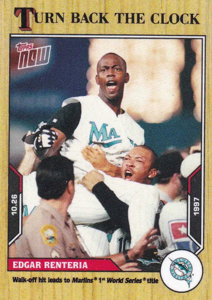 Baseball card commemorating Florida Marlins World Series win featuring Edgar Renteria Florida Marlins