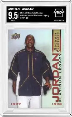 Michael Jordan trading card graded 9.5 from 2021 UD Goodwin Champ Platinum Legacy Arena Club