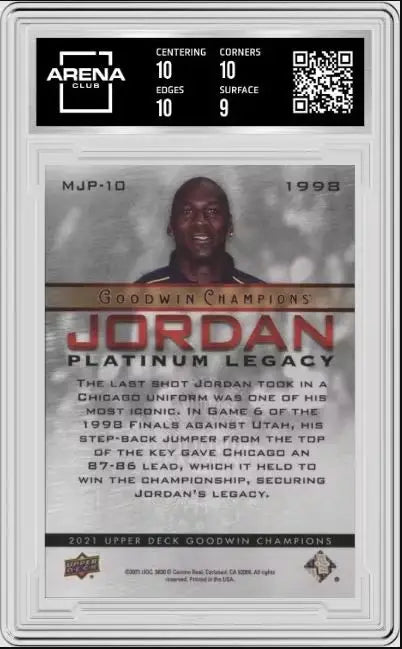 2021 UD Goodwin Champ. Michael Jordan #MJP-10 MJ Platinum Legacy Arena Club 9.5 - Basketball Card Single